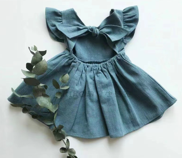 Girls’ Summer Cotton Linen Dress – Lightweight Sleeveless Casual Dress for Toddlers & Kids