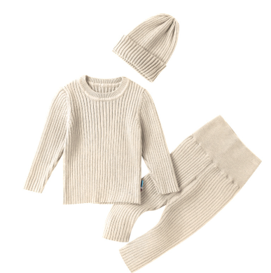 Baby Winter Knitted 3-Piece Set โ Warm Sweater, Pants & Base Layer Outfit for Autumn & Winter