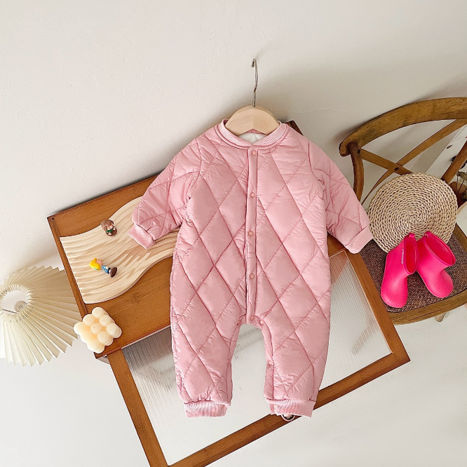 Korean-Style Fleece-Lined Baby Jumpsuit β Warm Winter Romper for Newborns