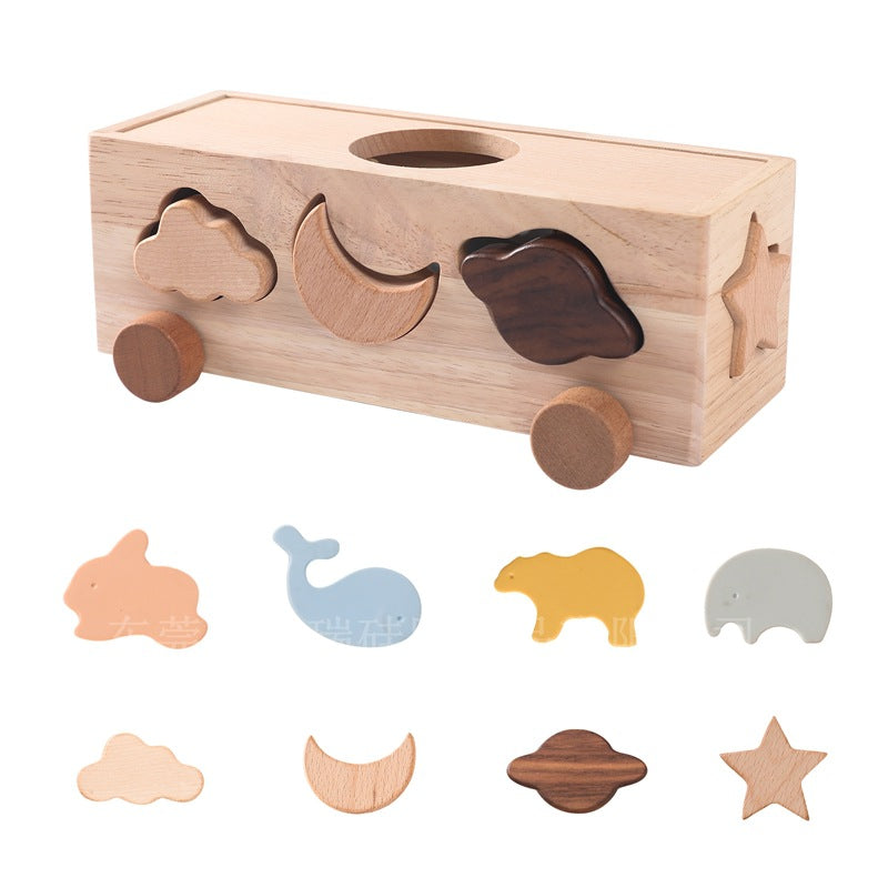 Montessori Wooden Car-Shaped Stacking Toy β Natural Educational Toy for Babies & Toddlers