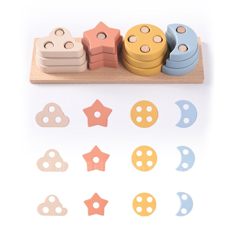 Montessori Wooden Car-Shaped Stacking Toy β Natural Educational Toy for Babies & Toddlers