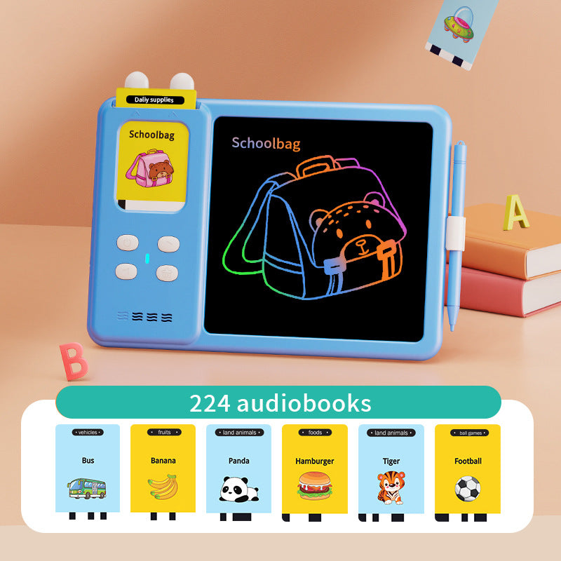 Kids’ Bilingual Flash Card Learning Pad – Early Education Puzzle Toy with Writing & Drawing Functions