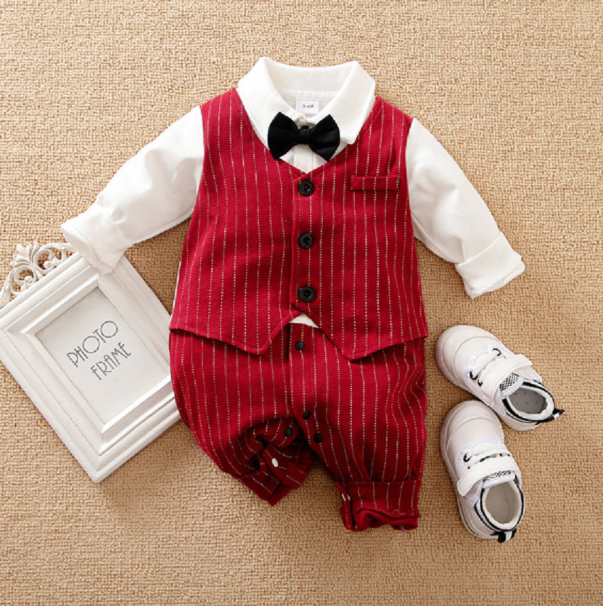 Gentleman Baby Jumpsuit – Long-Sleeved Outfit for Spring & Autumn (Foreign Trade Style)