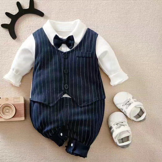 Gentleman Baby Jumpsuit – Long-Sleeved Outfit for Spring & Autumn (Foreign Trade Style)