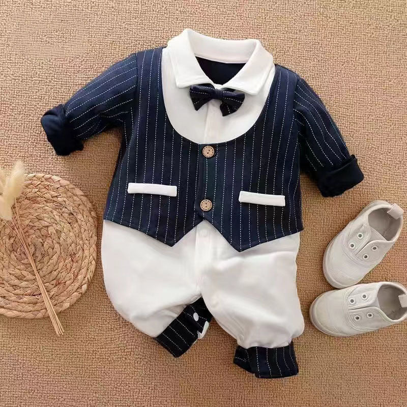 Gentleman Baby Jumpsuit – Long-Sleeved Outfit for Spring & Autumn (Foreign Trade Style)