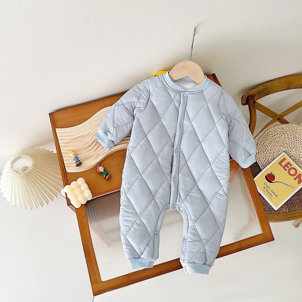 Korean-Style Fleece-Lined Baby Jumpsuit β Warm Winter Romper for Newborns