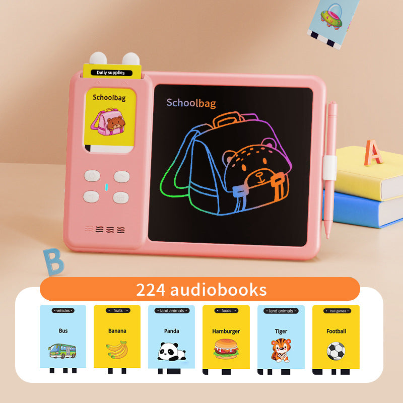 Kids’ Bilingual Flash Card Learning Pad – Early Education Puzzle Toy with Writing & Drawing Functions