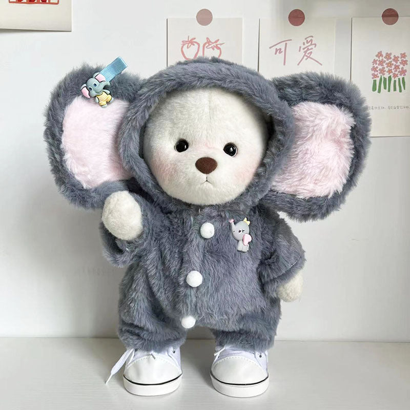 Lina Teddy Bear – Plush Doll in Gray Elephant Onesie (Medium Size)