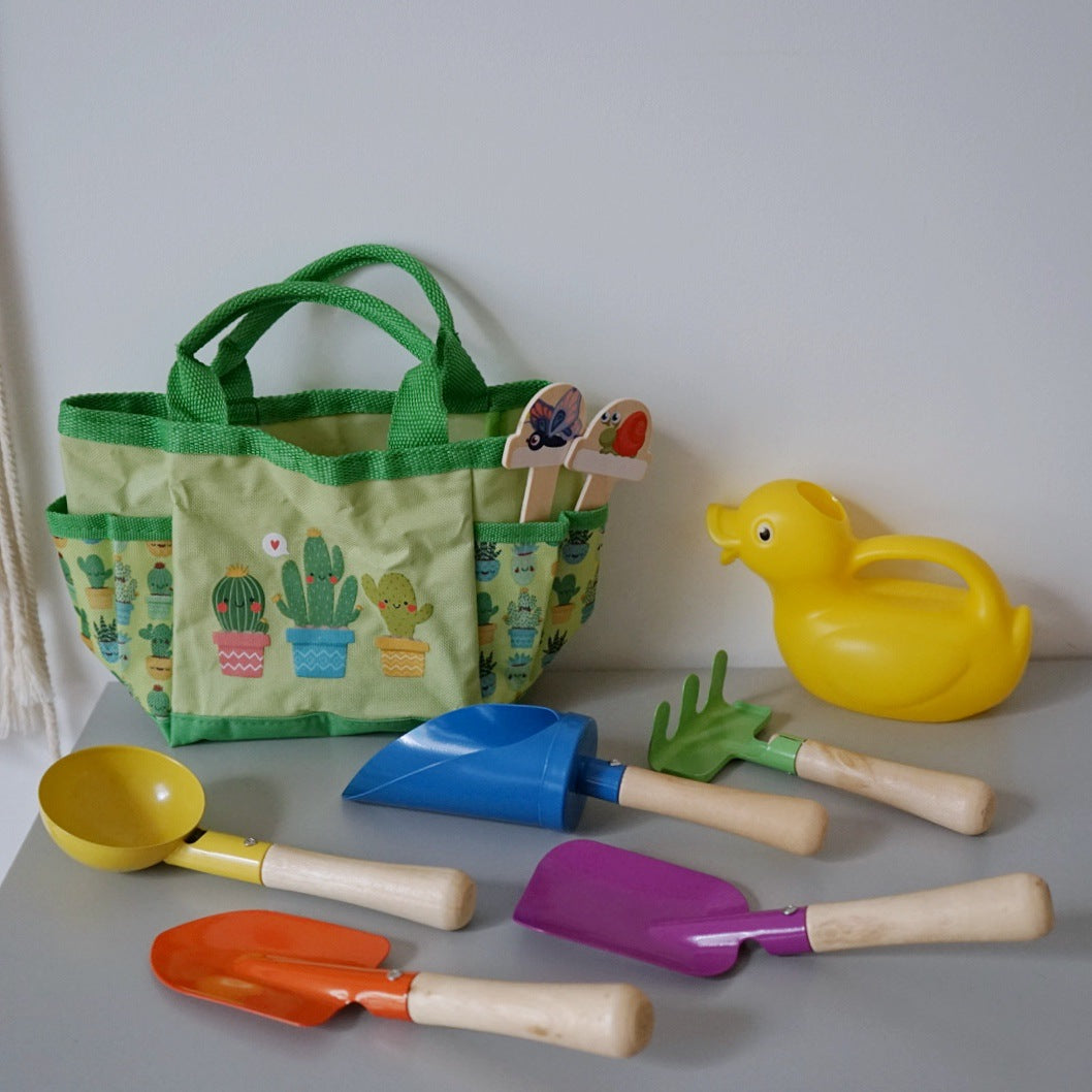 9-Piece German Kids’ Beach Toy Set – Sand Shovel, Tools & Cassia Seed Fill in Handbag
