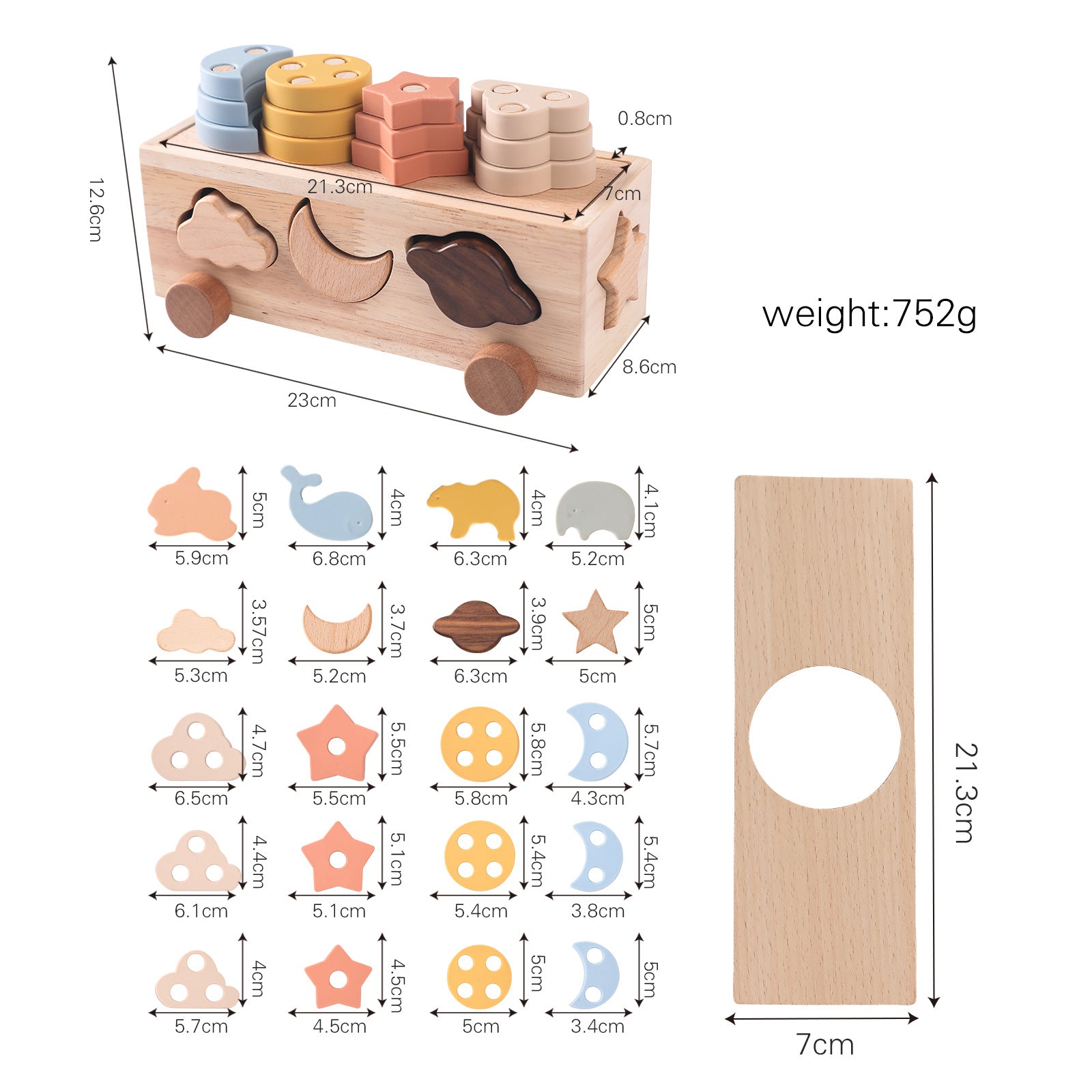 Montessori Wooden Car-Shaped Stacking Toy β Natural Educational Toy for Babies & Toddlers