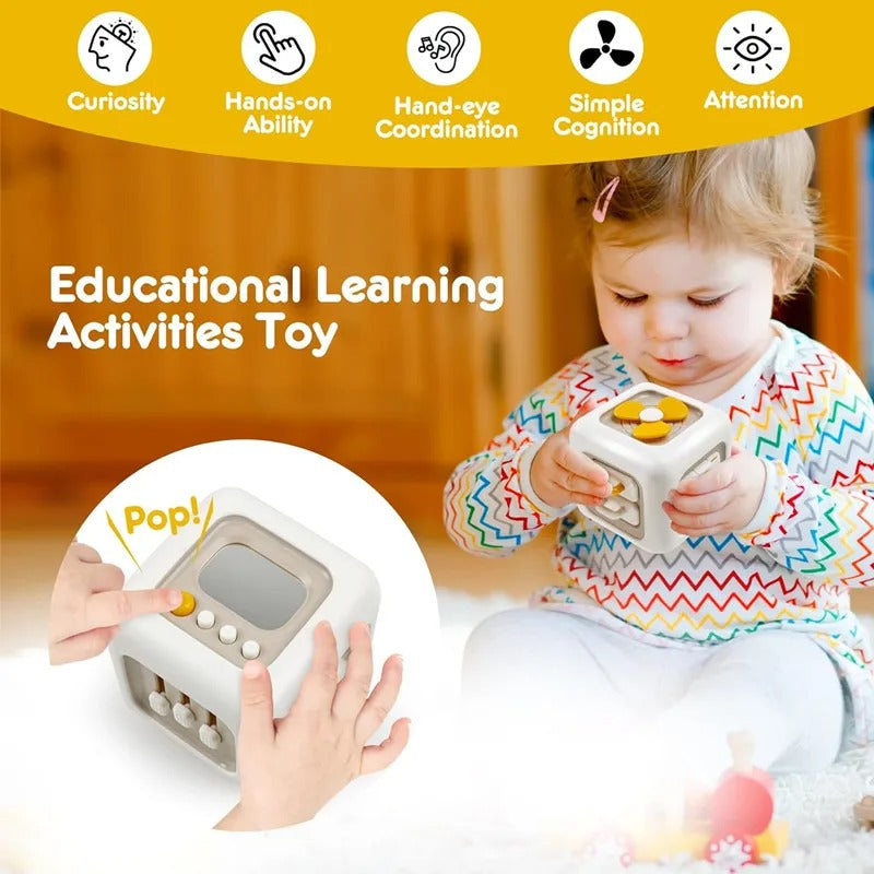 Montessori 6-in-1 Activity Cube – Sensory Busy Board Toy for Toddlers & Travel Learning Fun