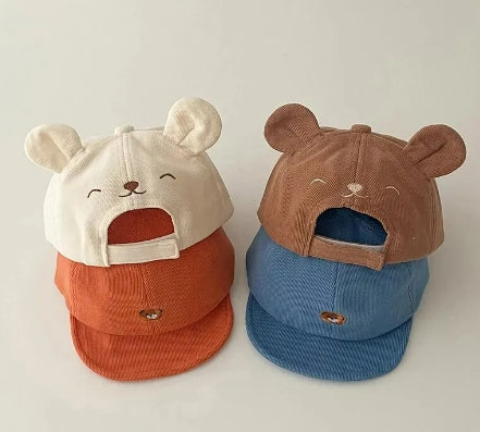 Korean Baby Bear Hat – Autumn & Winter Duck-Tongue Cap with Sunshade for Boys & Girls