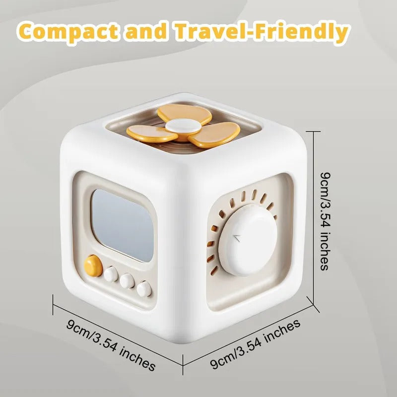 Montessori 6-in-1 Activity Cube – Sensory Busy Board Toy for Toddlers & Travel Learning Fun