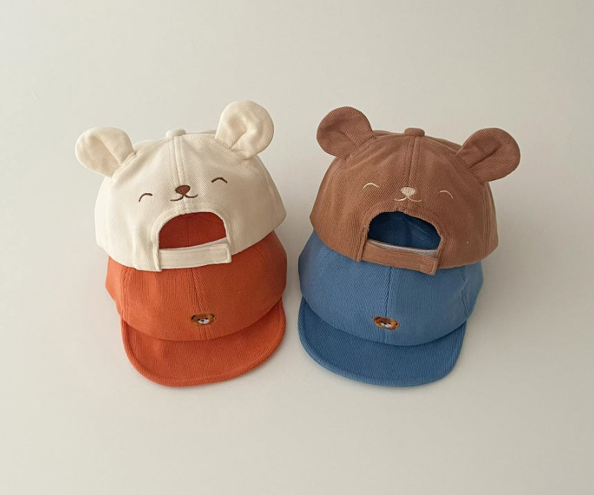 Korean Baby Bear Hat – Autumn & Winter Duck-Tongue Cap with Sunshade for Boys & Girls