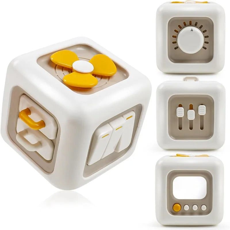 Montessori 6-in-1 Activity Cube – Sensory Busy Board Toy for Toddlers & Travel Learning Fun