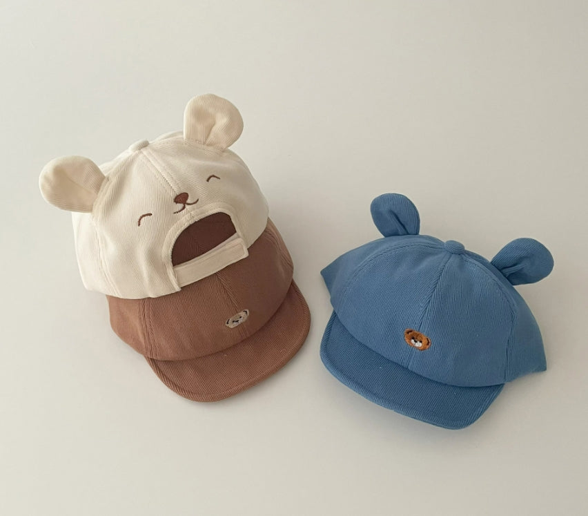 Korean Baby Bear Hat – Autumn & Winter Duck-Tongue Cap with Sunshade for Boys & Girls