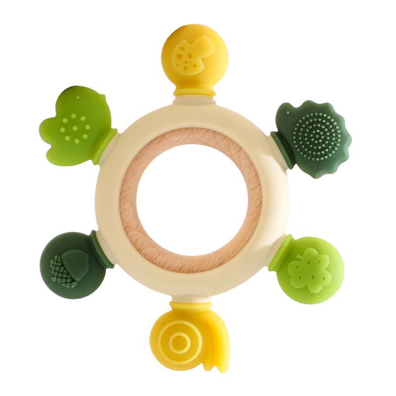 Forest Animal Silicone Teether – Musical Soothing Rattle & Anti-Hand-Eating Toy for Babies