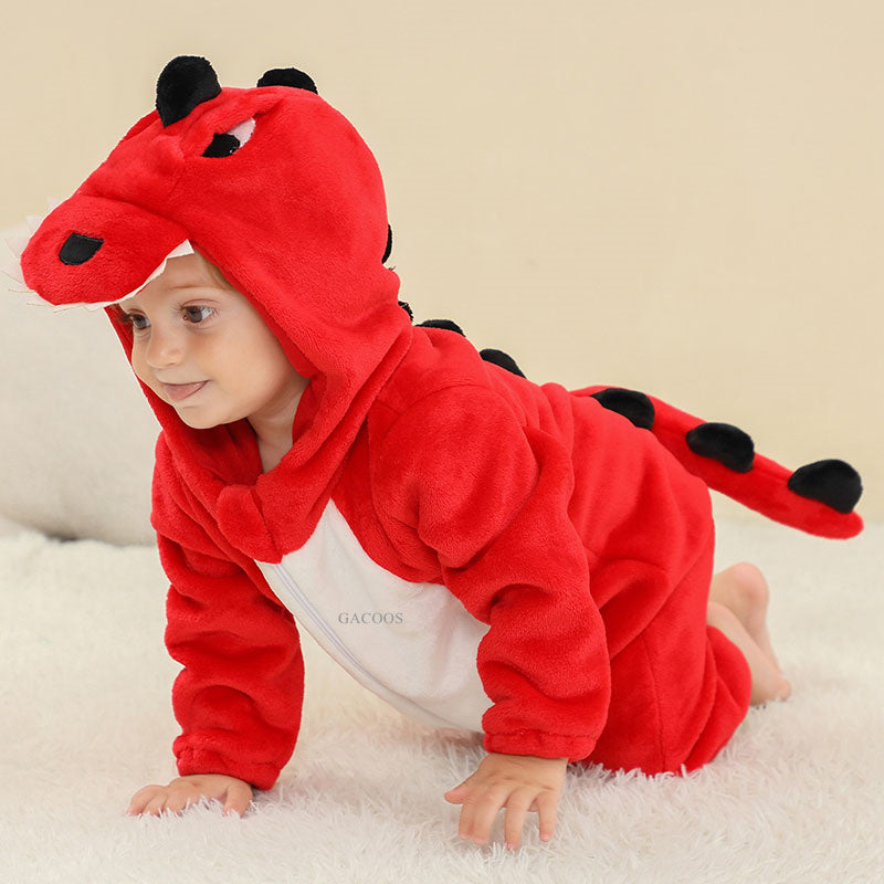 Stitch-Inspired Baby Onesie – Hooded Winter Cartoon Pajamas