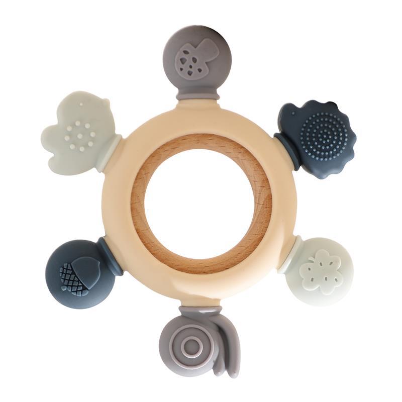 Forest Animal Silicone Teether – Musical Soothing Rattle & Anti-Hand-Eating Toy for Babies