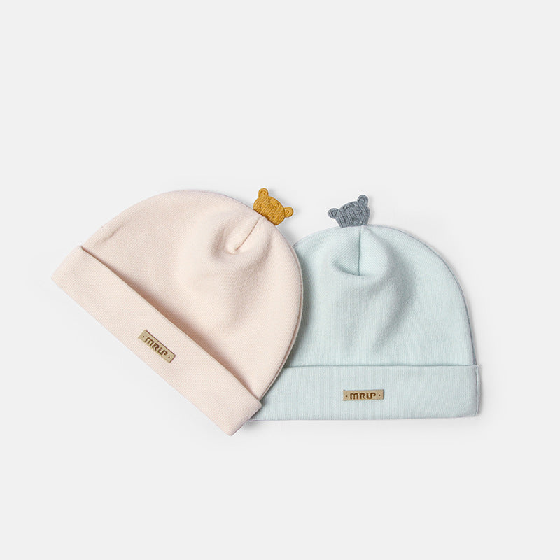 Double-Layer Cotton Baby Hat – Bear Style