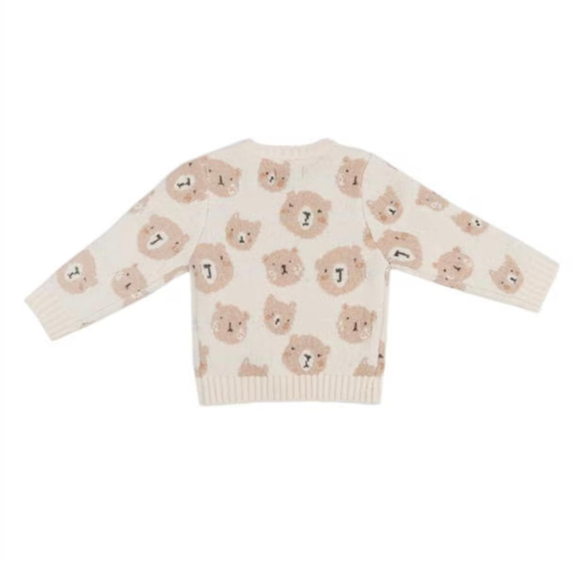 Knitted Bear Faces Jumper (Cream & Beige)