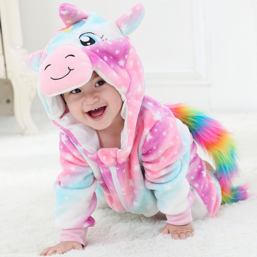 Stitch-Inspired Baby Onesie – Hooded Winter Cartoon Pajamas