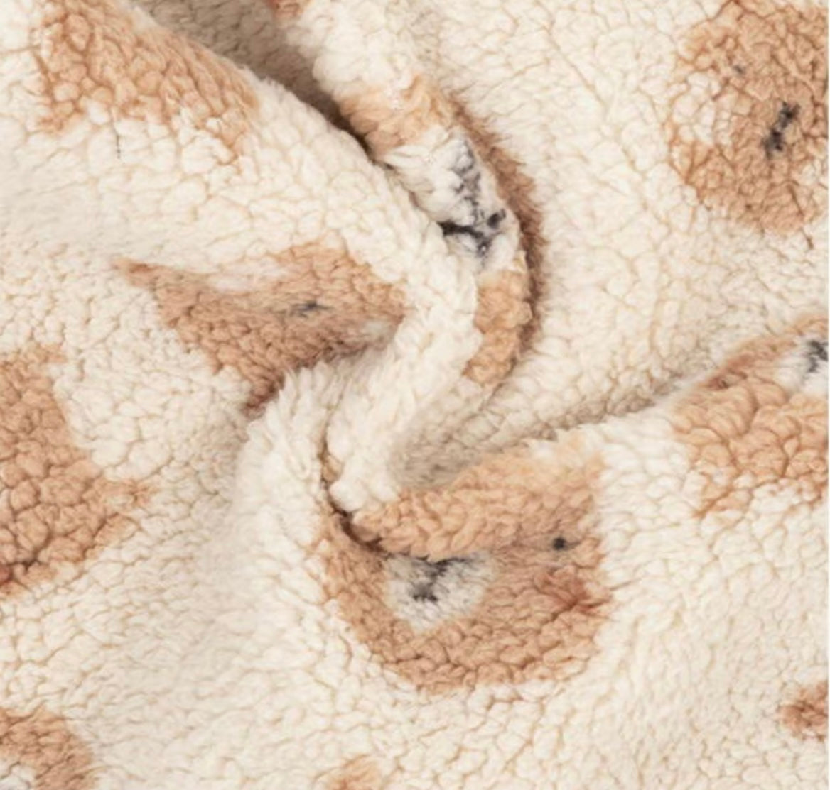 Teddy Fleece Zipper Sleepsuit – Beige Bear Faces