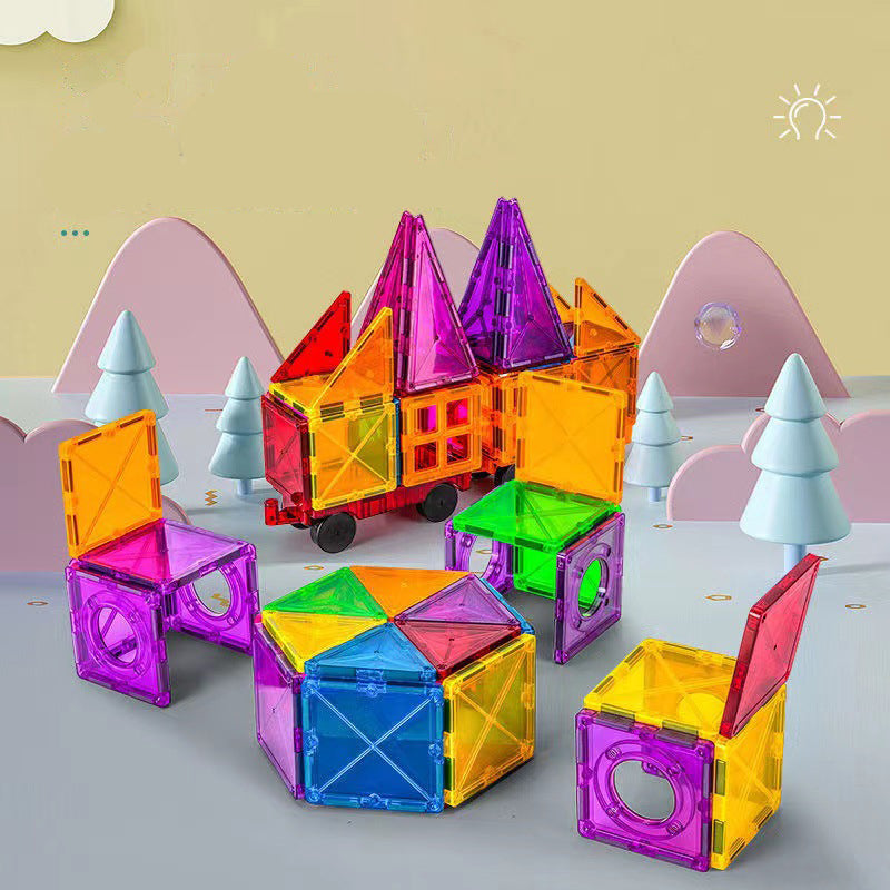 Kids Magnetic Building Tiles – 100/120 PCS Rainbow Set