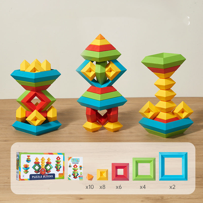 Wooden Rainbow Stacking Tower – Montessori Color & Shape Learning Toy