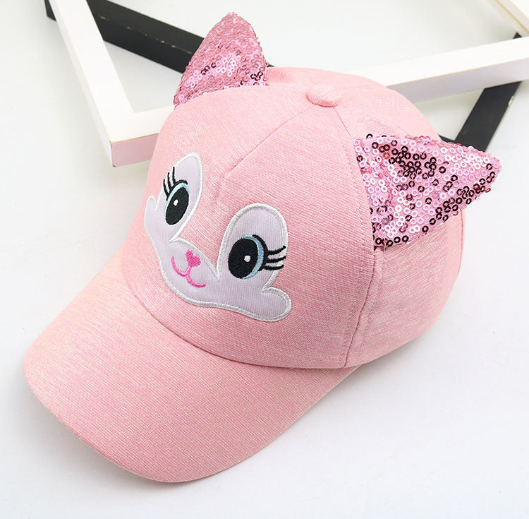 Cartoon Sunshade Hat for Children Korean Cat Cute Baseball Hat Spring New Baby Hat