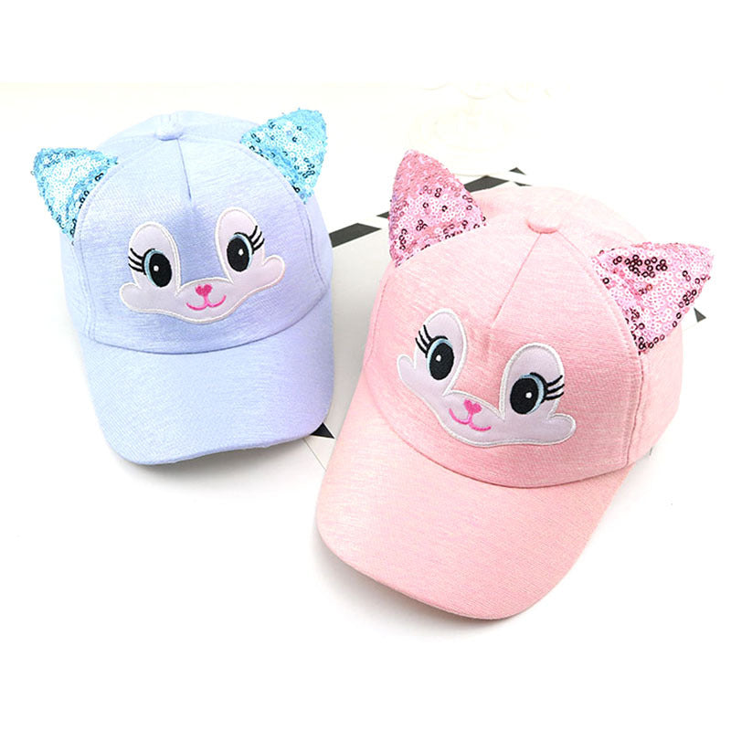 Cartoon Sunshade Hat for Children Korean Cat Cute Baseball Hat Spring New Baby Hat