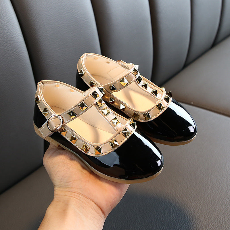 Girls’ Princess T-Strap Flats – Rivet Detail | Elegant Shoes for Spring, Summer & Autumn