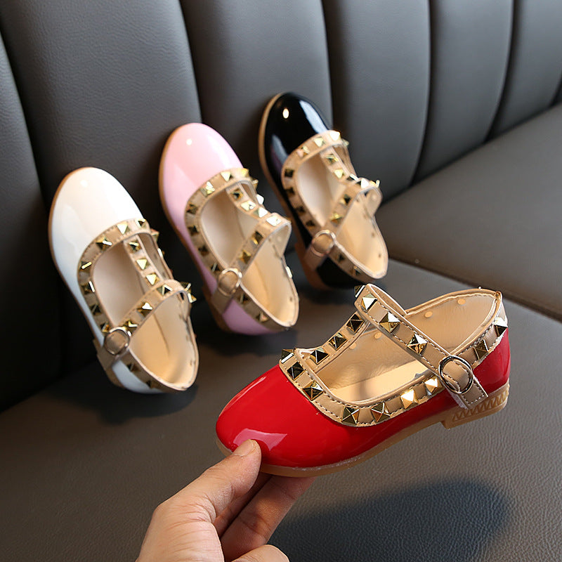 Girls’ Princess T-Strap Flats – Rivet Detail | Elegant Shoes for Spring, Summer & Autumn