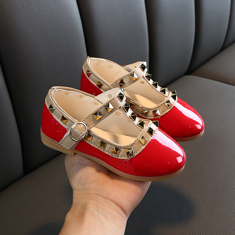 Girls’ Princess T-Strap Flats – Rivet Detail | Elegant Shoes for Spring, Summer & Autumn