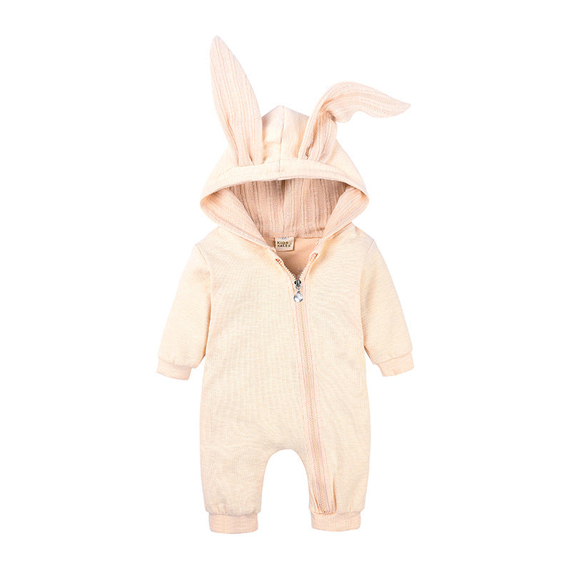 Baby Bunny Romper – Big-Eared Hooded Zip Onesie