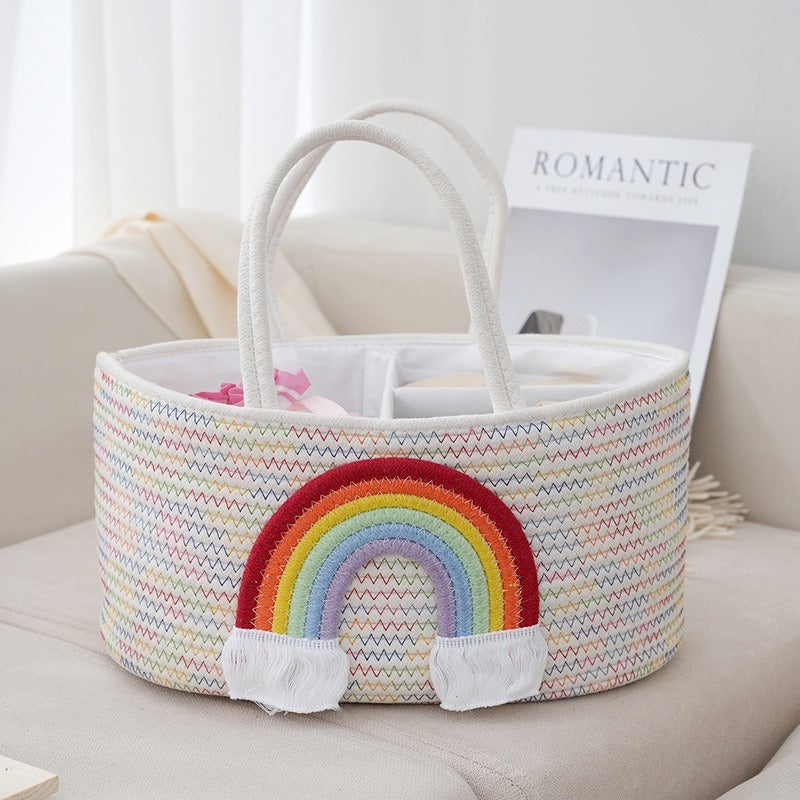 Multifunctional Cotton Rope Diaper Caddy – Portable Baby Organizer Basket