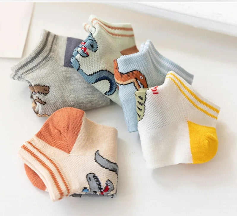 Summer Thin Dinosaur Socks – Breathable Mesh Socks for Boys (Baby to Big Kids)