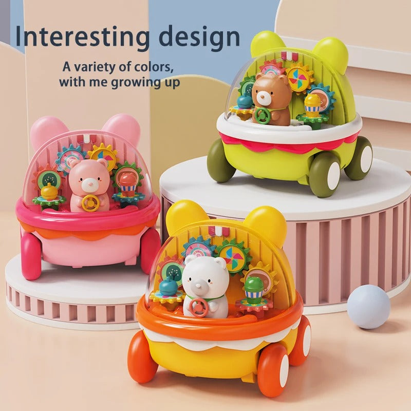 Bear Inertia Gear Puzzle Car – Drop-Resistant Cartoon Toy for Boys & Girls (No Batteries Needed)