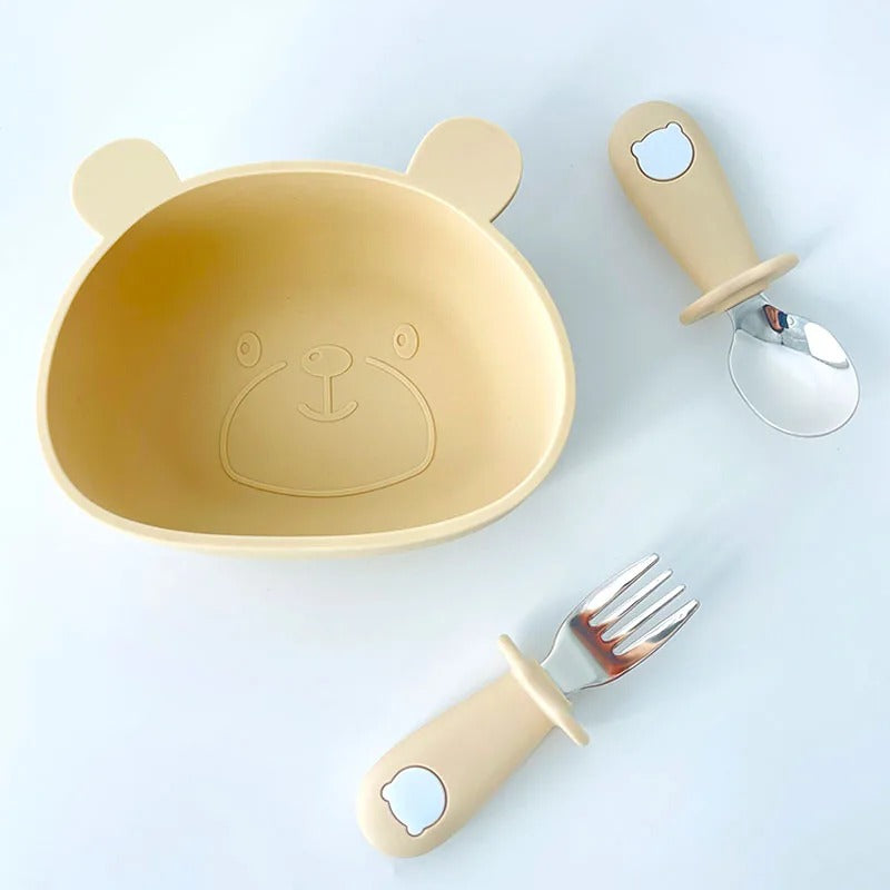 Cartoon Baby Tableware Set – Stainless Steel Fork & Spoon for Toddlers