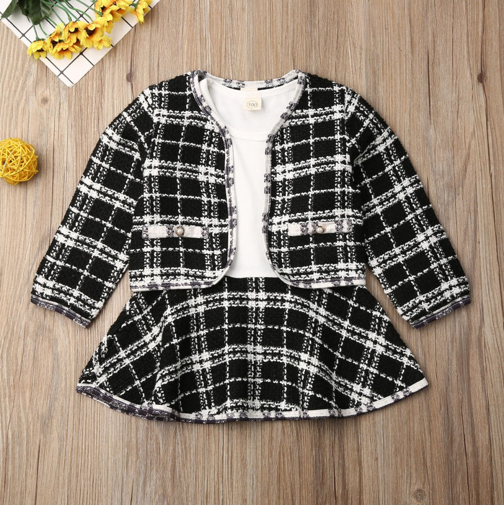 Elegant Two-Piece Long Sleeve Dress Set – French-Inspired Baby Girl Outfit
