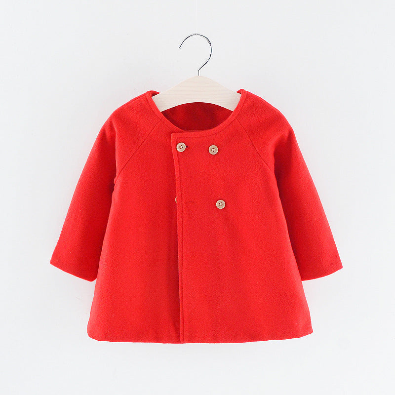 Woolen Cape-Style Coat – Long Sleeve Autumn & Winter Jacket for Kids