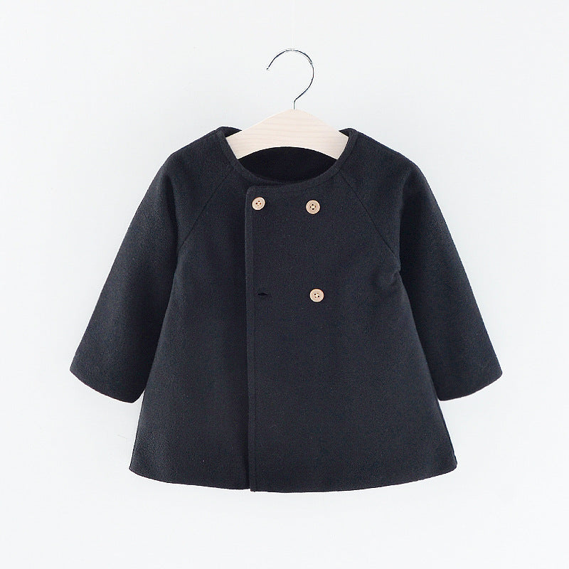 Woolen Cape-Style Coat – Long Sleeve Autumn & Winter Jacket for Kids