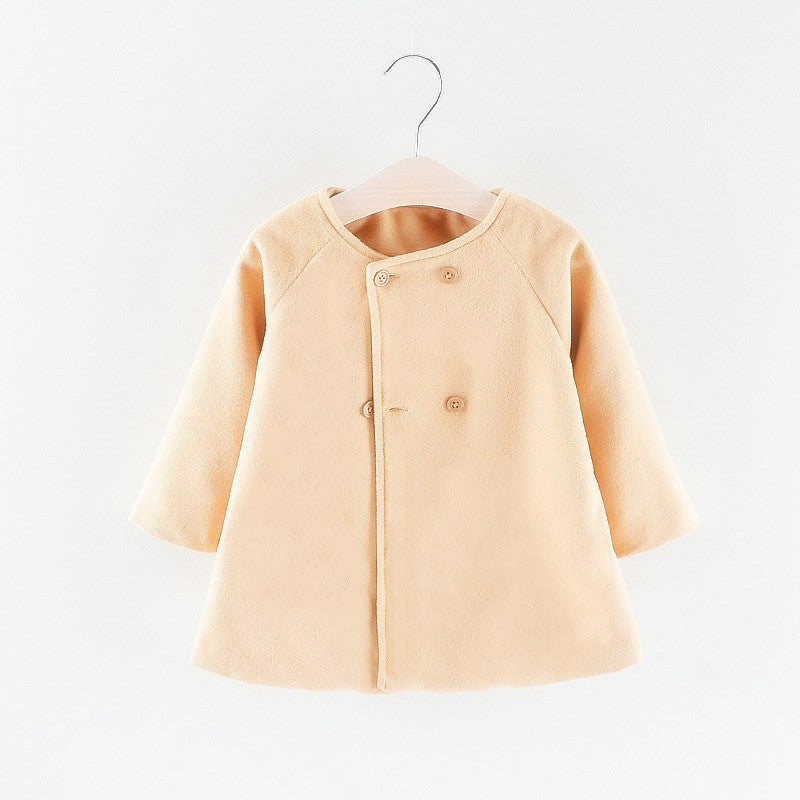 Woolen Cape-Style Coat – Long Sleeve Autumn & Winter Jacket for Kids