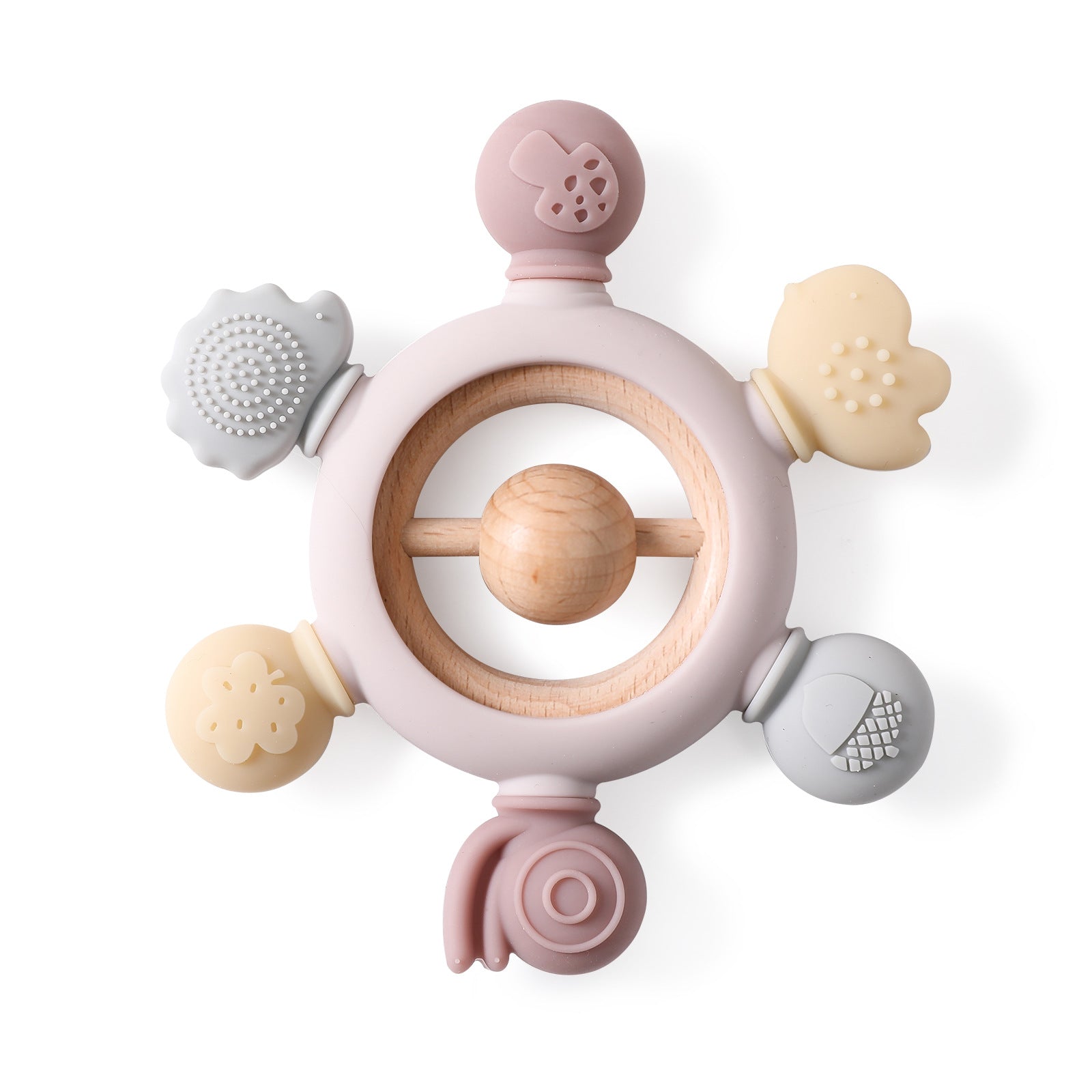 Forest Animal Silicone Teether – Musical Soothing Rattle & Anti-Hand-Eating Toy for Babies