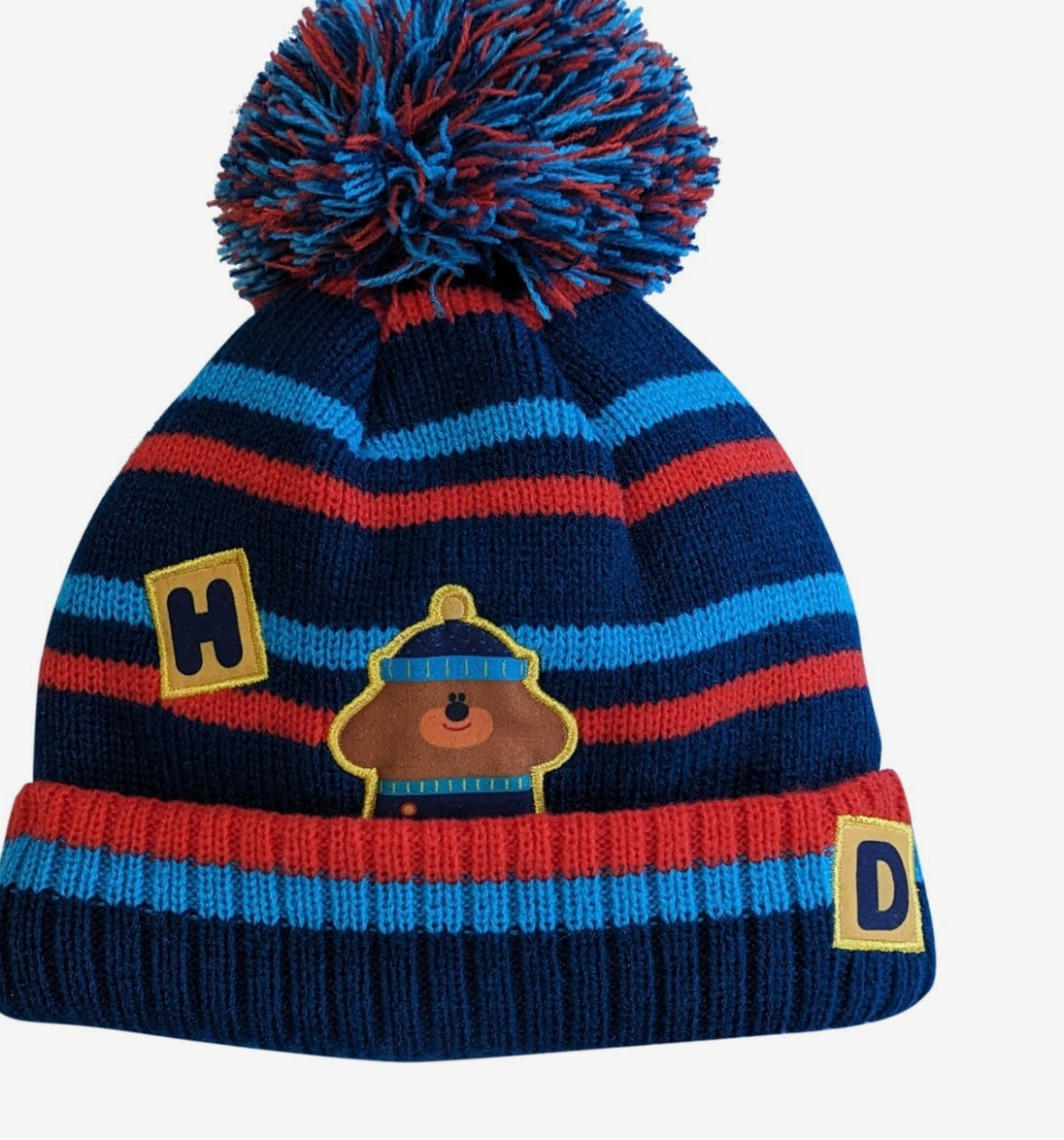 Navy Striped Hey Duggee Hat and Mittens Set
