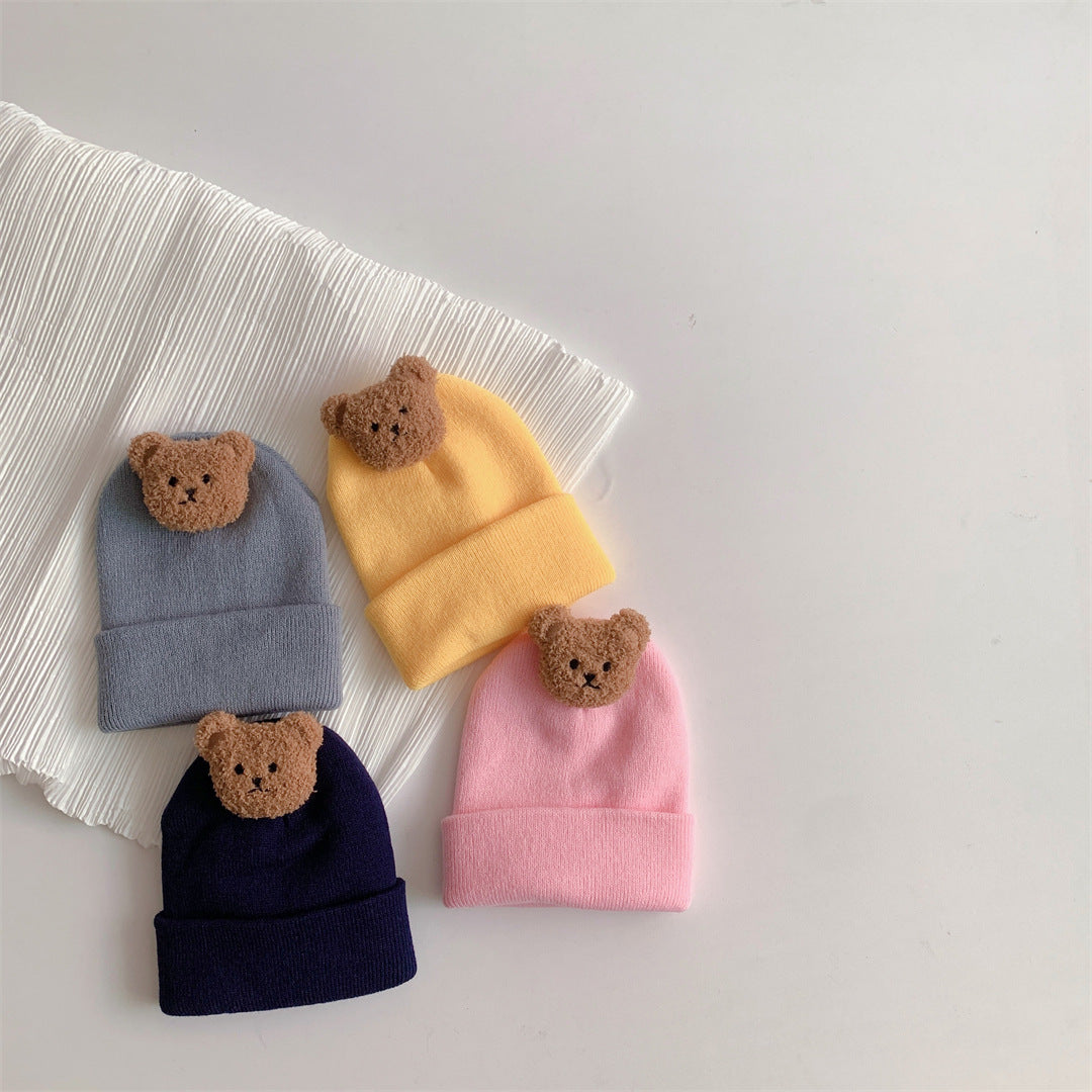Baby Bear Knit Wool Hat – Warm Winter Pullover Hat (0–1 Year)