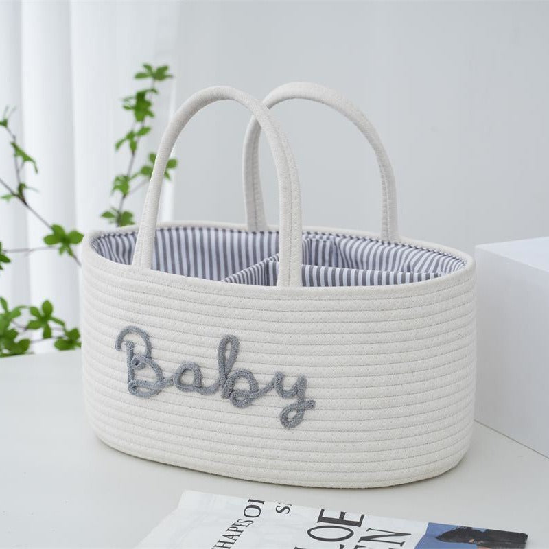 Multifunctional Cotton Rope Diaper Caddy – Portable Baby Organizer Basket