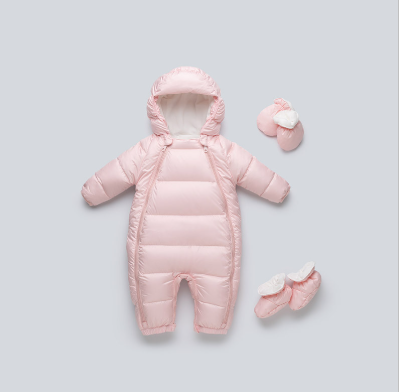 Baby Down Jumpsuit with Hoodie – Thick Wool-Lined Outdoor Romper (Unisex)