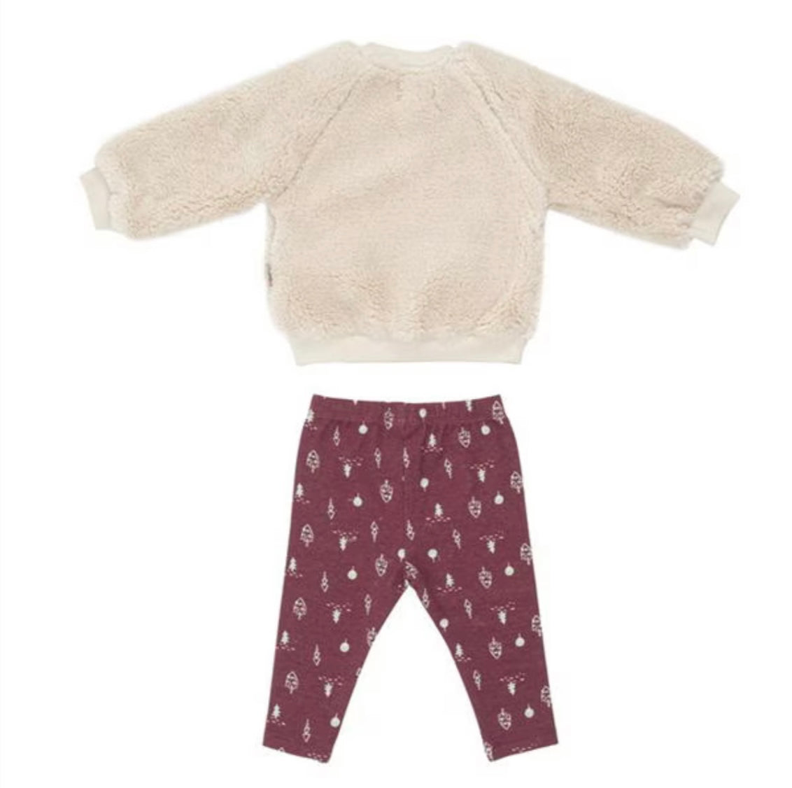 Bear & Berries 2-Piece Set – Cream & Burgundy