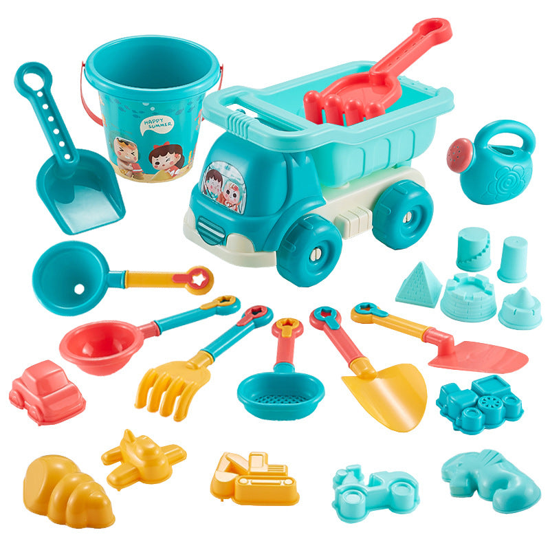 Children’s Beach Toy Set – Sand Bucket, Shovel & Water Play Cart (Outdoor Sand Tools)